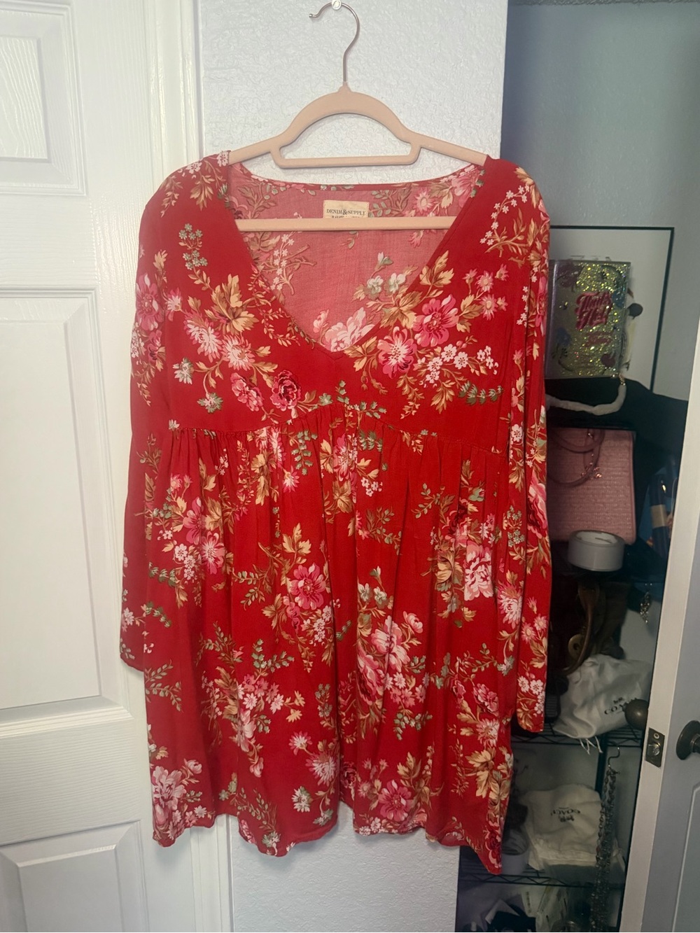 Denim & Supply Ralph Lauren Red Floral V-Neck Tunic